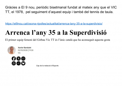 El 9 Nou, amb el Vic TT