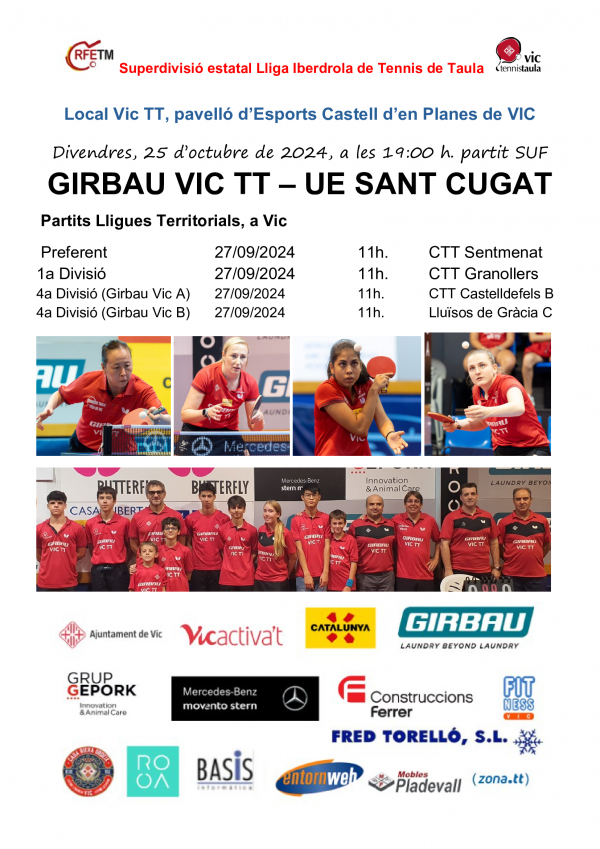 Cartell partits Girbau Vic TT a Vic