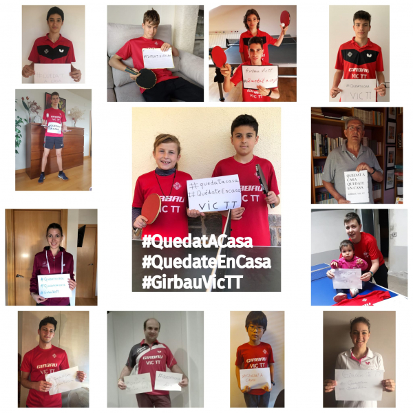 Esportistes Girbau Vic TT amb la campanya QuedatAcasa. Muntatge Gabriela Feher