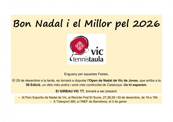 Felicitació Nadal VIC TT