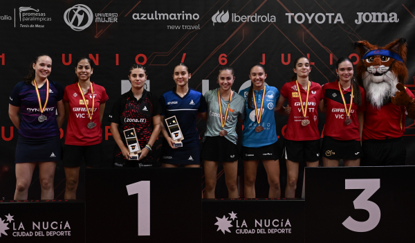 Podi dobles juvenils amb 3 jugadores del Girbau Vic TT. Foto RFETM